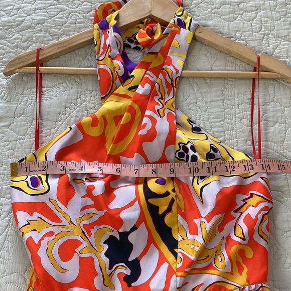 J Crew Silk Maxi Sarong Dress in Painted Paisley Orange Size 0 - Picture 13 of 16